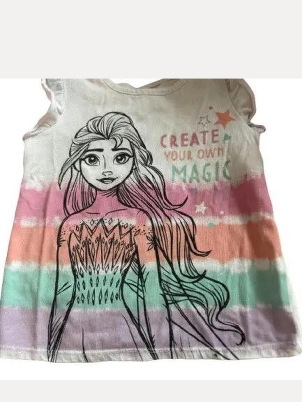 Girls' Elsa 'Create Your Own Magic' Pastel Stripe Tank Top